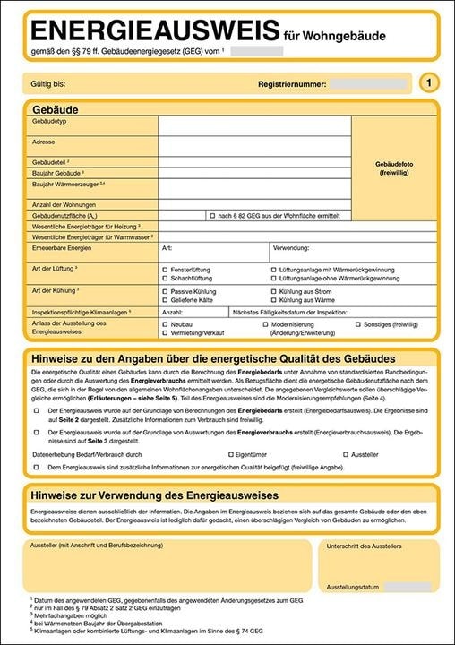 Stammdatenblatt des Energieausweises