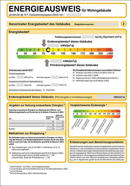 Energiebedarfsausweis - Rechnerische Bestimmung des Energiebedarf anhand von Gebäude- und Klimadaten